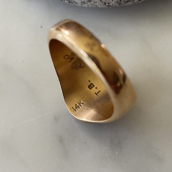 Vintage 14K Gold Native Lapis Hummingbird Ring - Picture 5 of 13